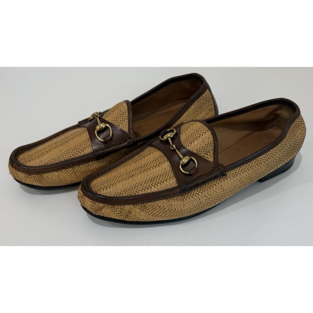 Gucci Horsebit Straw Dress Loafers Men's Size 13 1/2